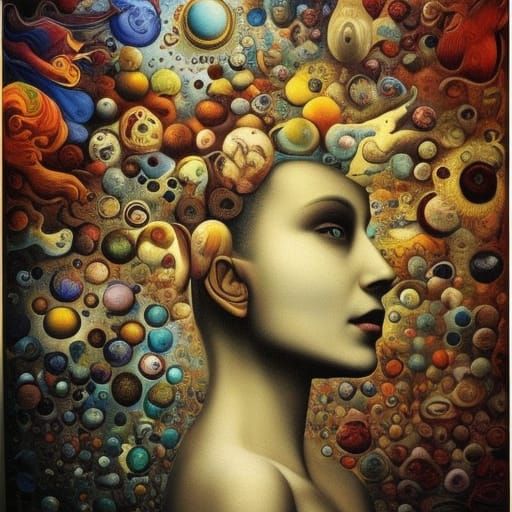 Surrealist Dreamscape: Connected Bodies in Divine Light