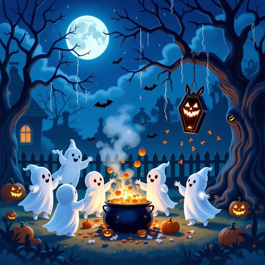 Spooky Halloween Party with Ghost Children