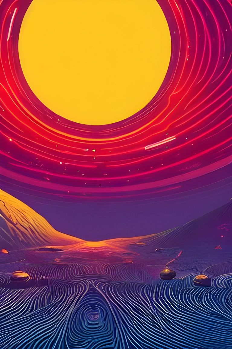 Magic Portal in Desert Digital Illustration