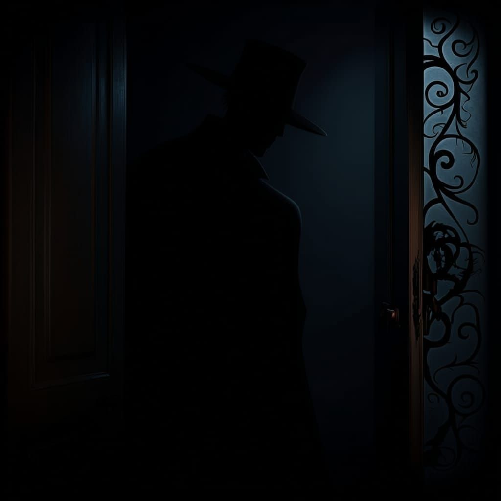 Menacing Hat Man Shadow Emerges From Closet