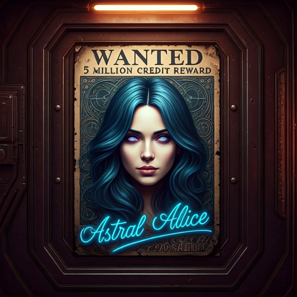 Intergalactic Wanted Poster: Astral Alice in Retro-Futuristi...