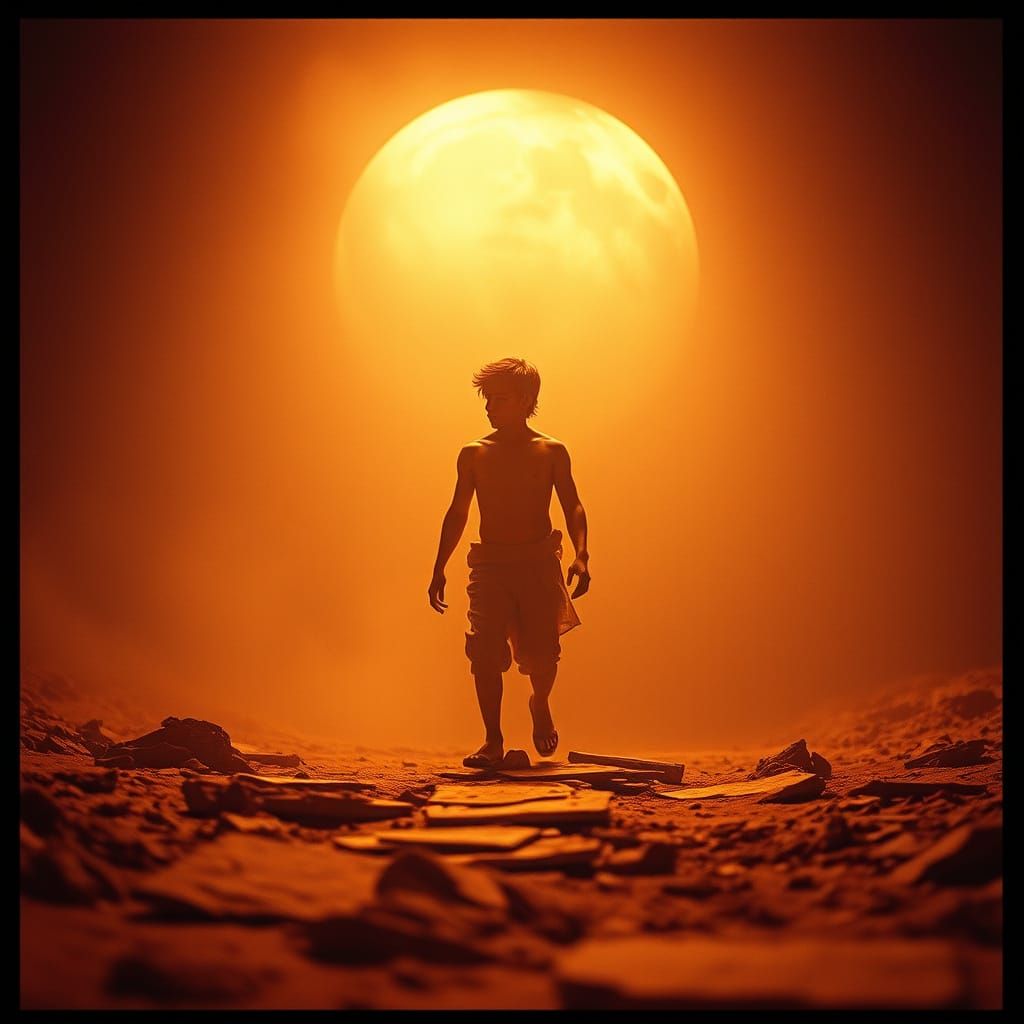 Surreal Cinematic Film Still With Atmospheric Lighting