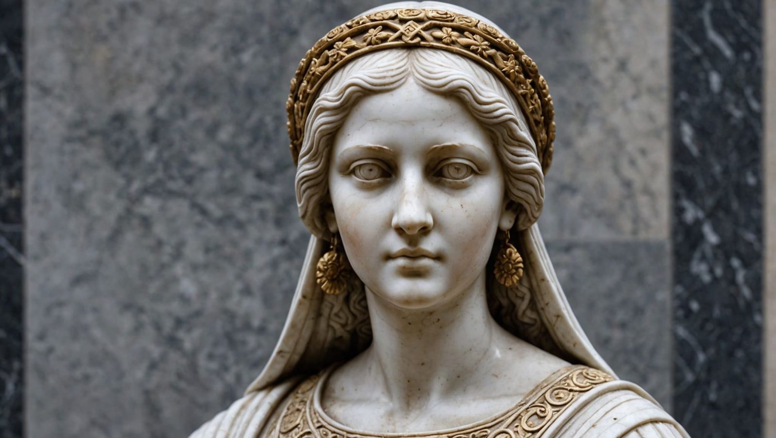 Greek Marble Statue of Slavic Girl