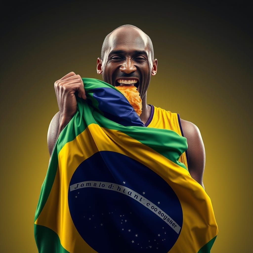 Kobe Bryant Devours Brazilian Flag in Vibrant, Fantastical S...