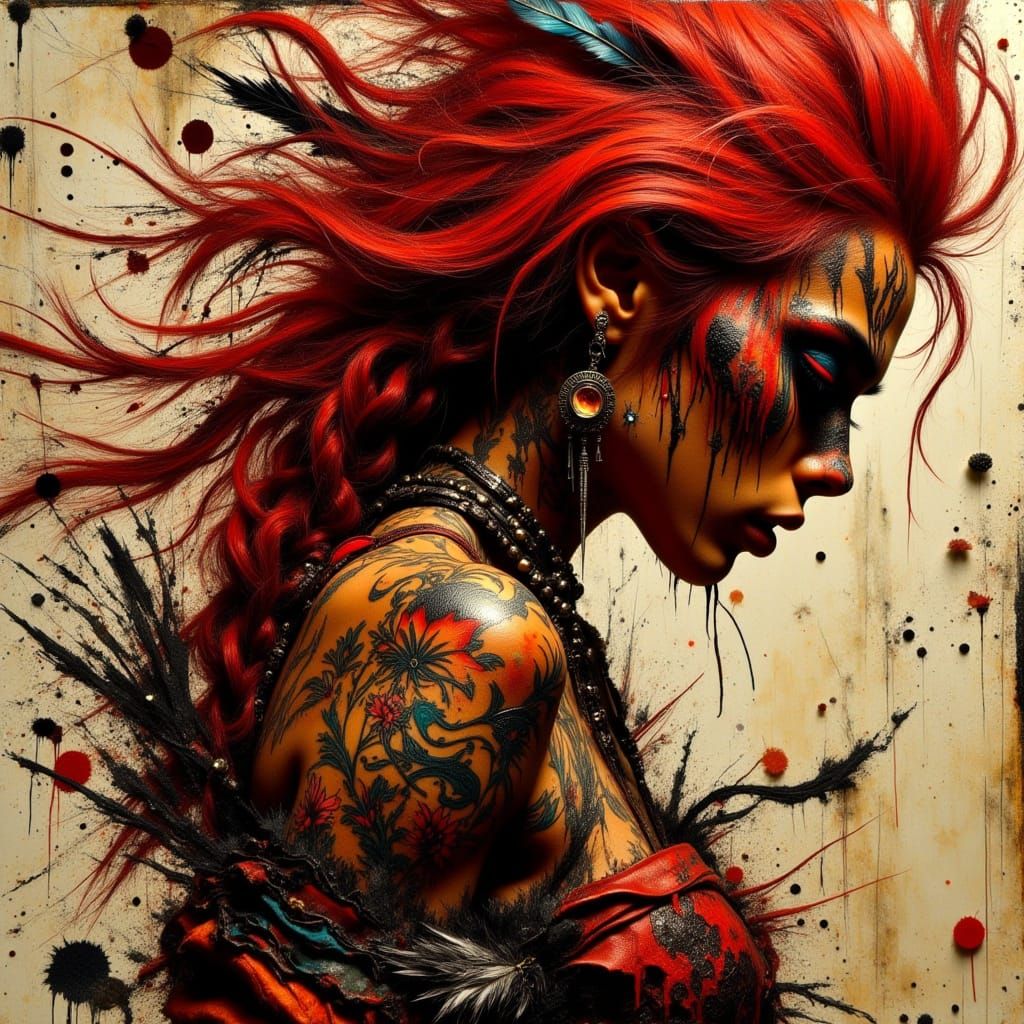 Hypermaximalist Warrior Goddess in Tribal Splendor