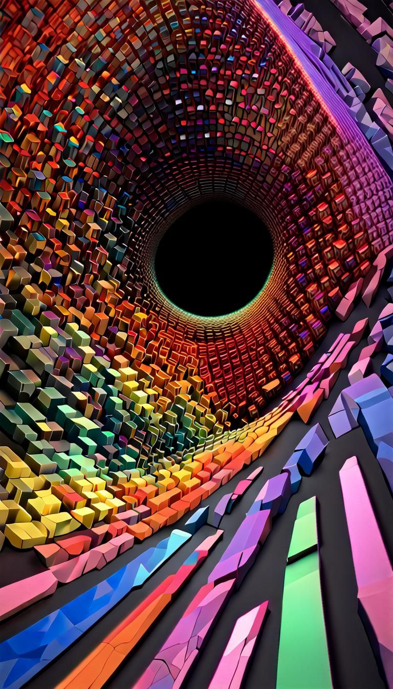 Black Hole Gravity Well in 3D Neon Mirror