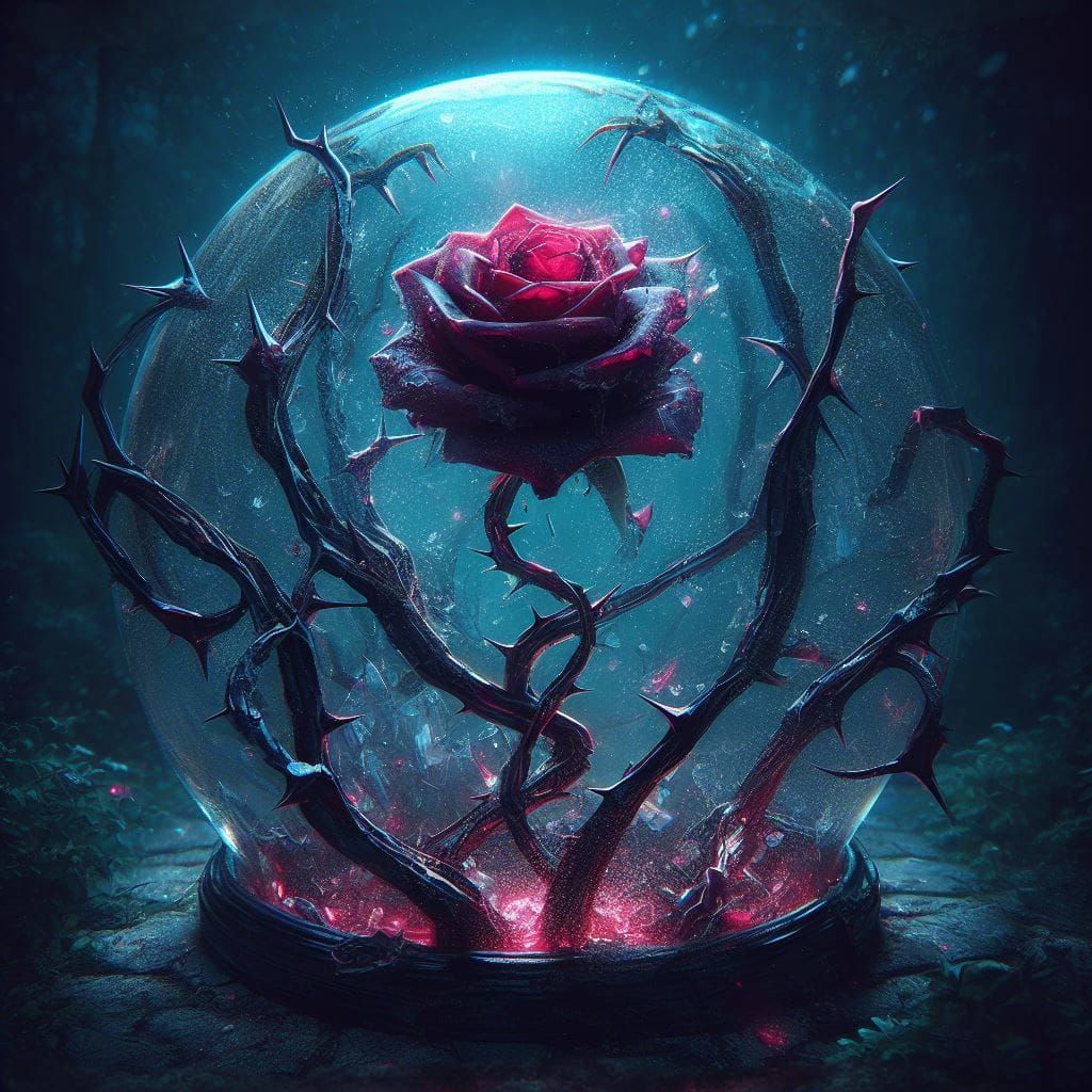 Cracked Crystal Dome Rose: Dark Fantasy Art