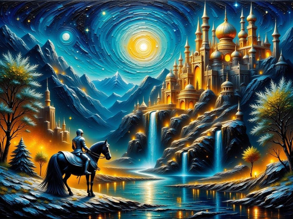 A Lone Knight in Celestial Twilight