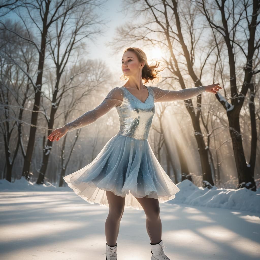Ethereal Figure Skater Bathed in Divine Light