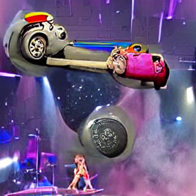 Cyberpunk Car Soaring Through Space