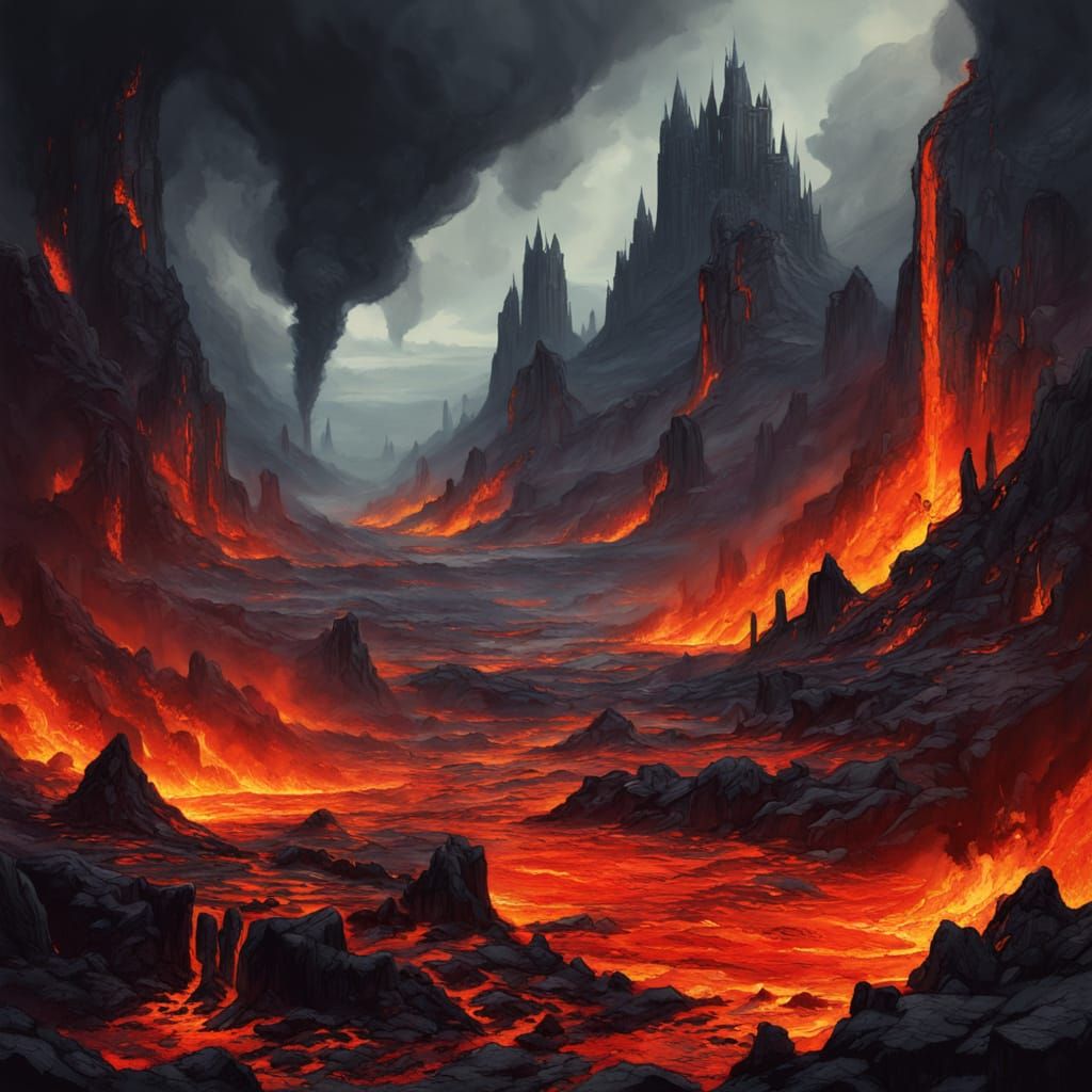 Demonic Lava Woman in Dark Fantasy Style