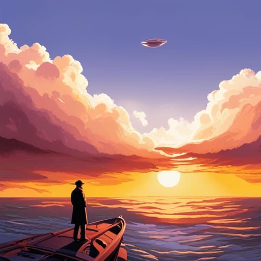 Retro-Futuristic Alien Landing in Comic Book Art