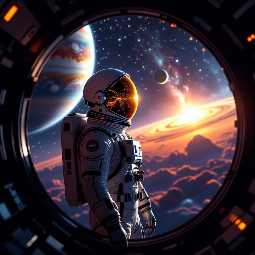 Astronaut Views Solar System From Spacecraft