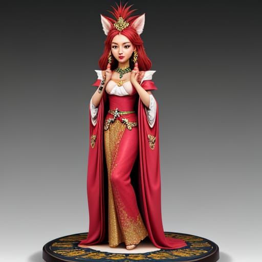 Mystical Redhead Goddess Queen Clay Statue