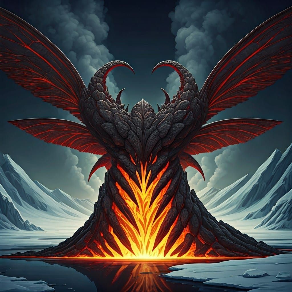Intimidating Lava Slug Kaiju Hovers Over Melting Arctic Ice