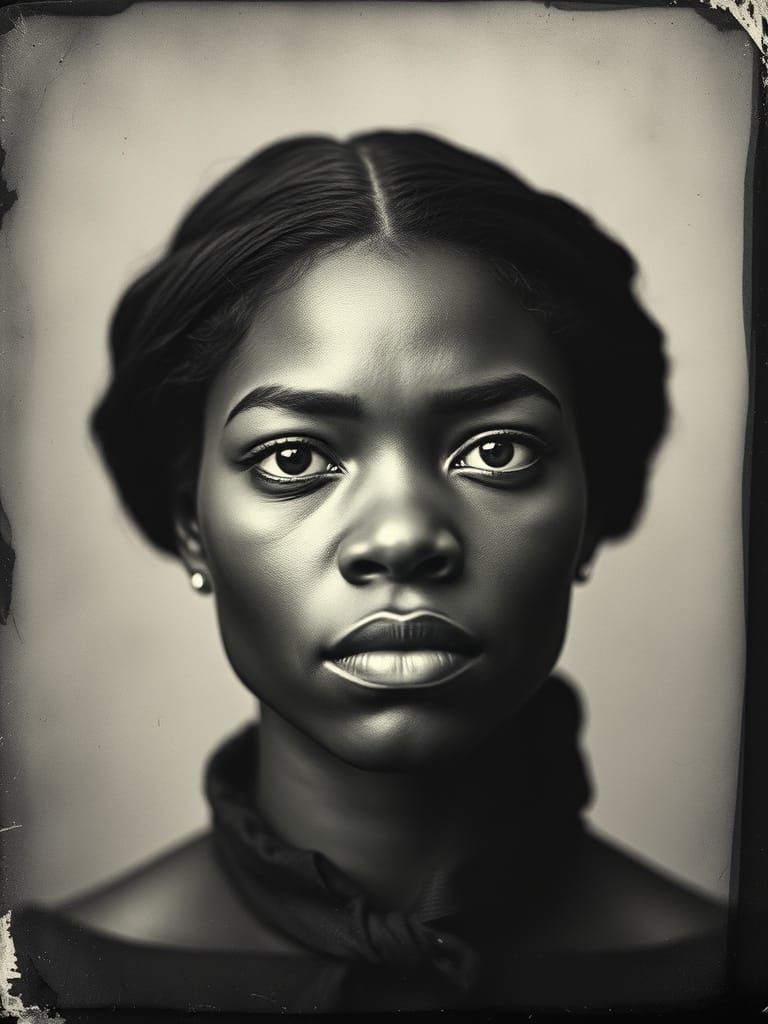 Black Woman Portrait in Vintage Daguerreotype Style