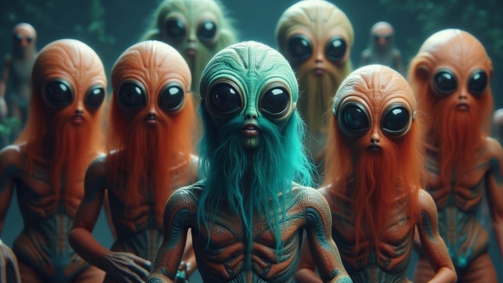 Alien Girls Compete in Grand Beard Contest