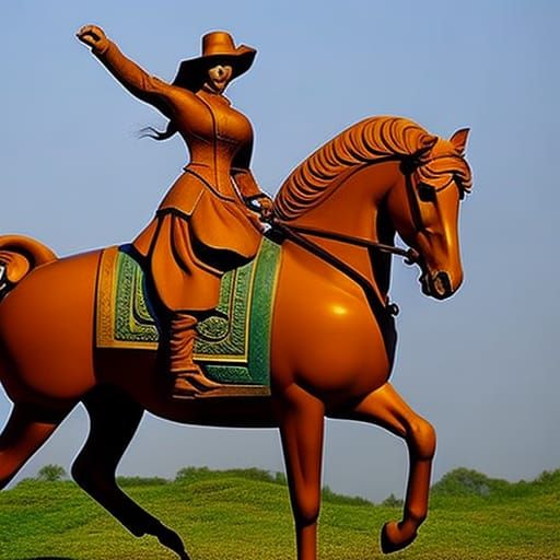 Lady Riding a Pumpkin Horse, Leonardo da Vinci Style