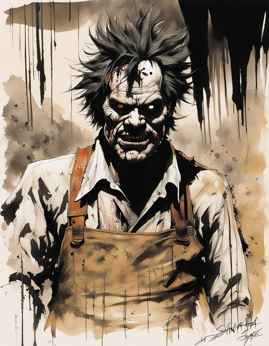 Leatherface Comic Book Cover Art in Bisley-Shinkawa Style