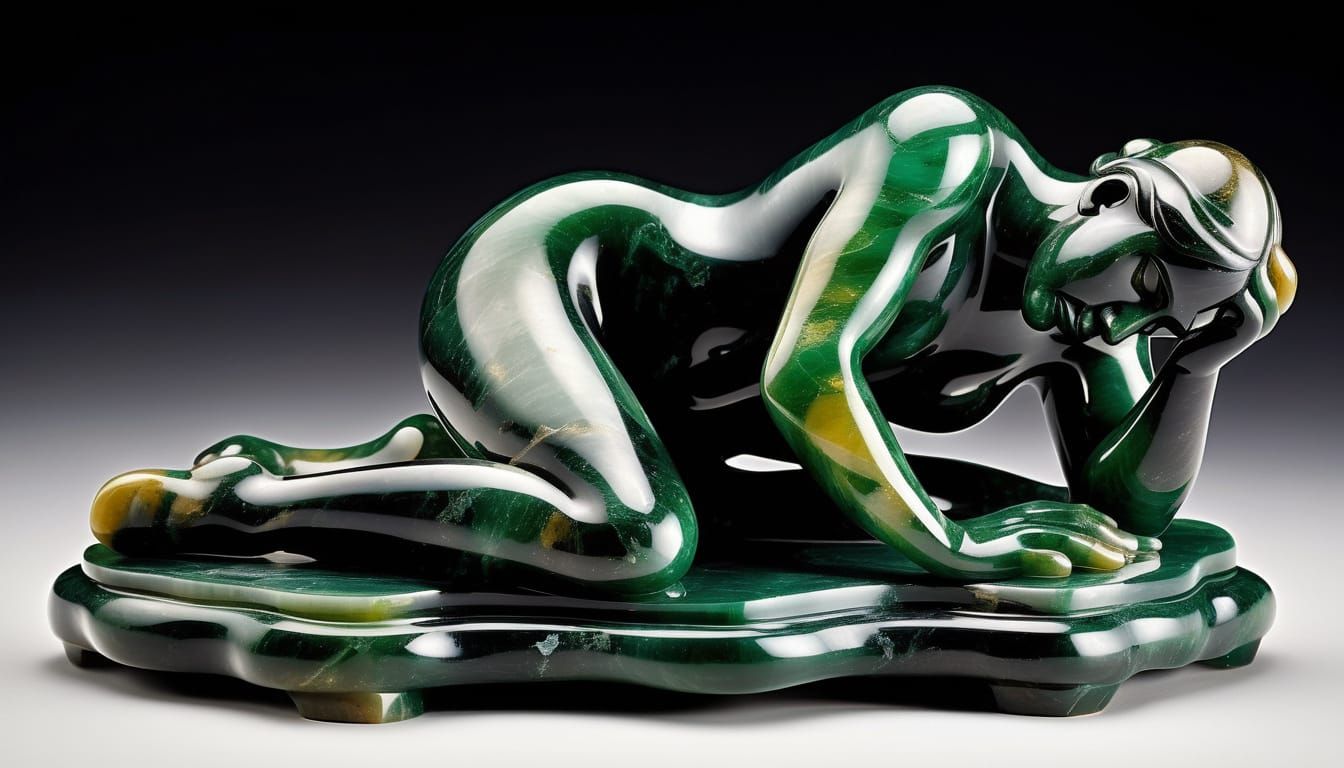 Expressive Jade Sculpture in the Style of Auguste Rodin