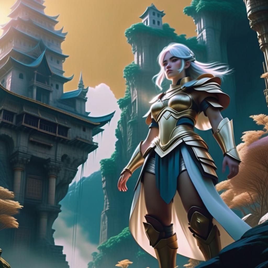 Hero Overlooking Ancient City, Digital Matte Painting