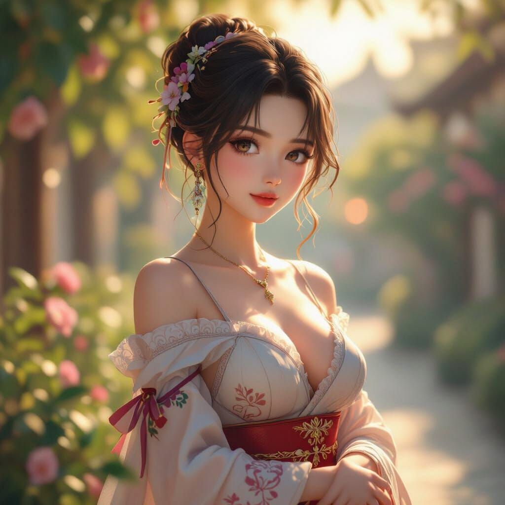 Beautiful Woman in 3D Anime Art Style