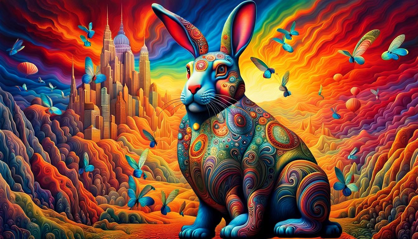 Surreal Anthropomorphic Bunny Manhorse in Expressionist Styl...