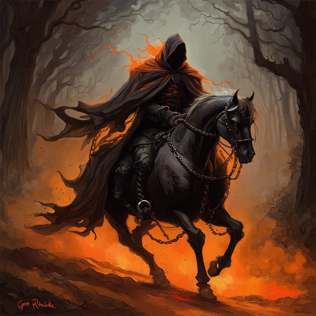 Sinister Headless Horseman Halloween Digital Painting