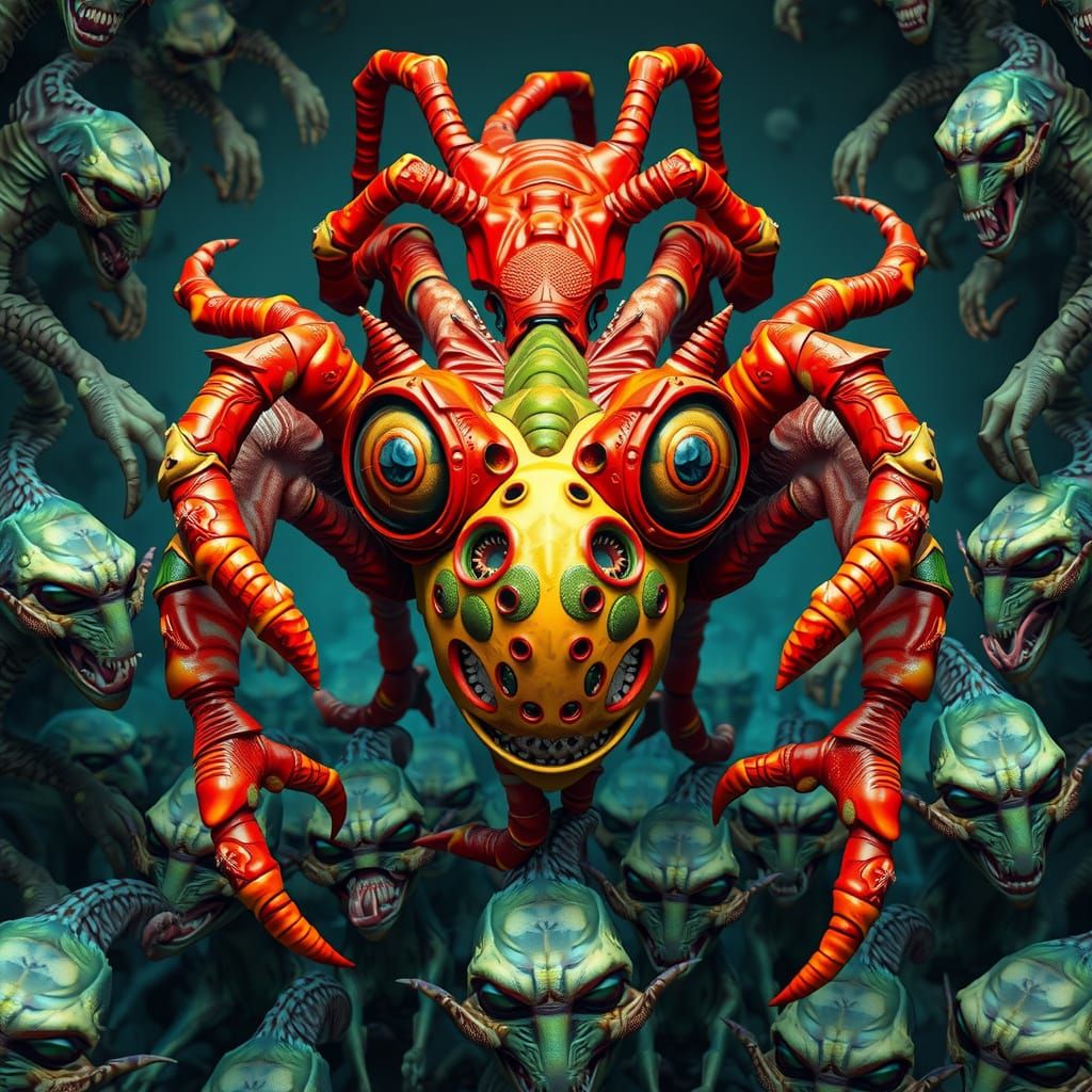 Cinematic Hybrid Creature in Alien Forest