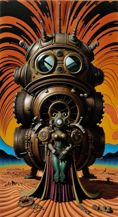 Steampunk Xenomorph Tardigrade Lady in Pop Art Style