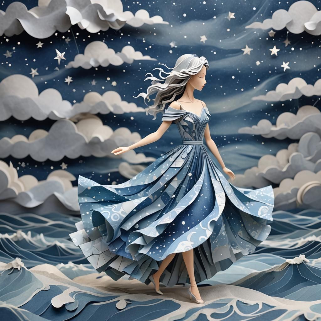 Papercraft: Silver Soul Dancing in Stormy Seas