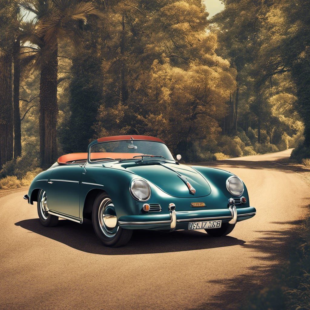 Detailed Illustration of 1958 Porsche 356 A Speedster
