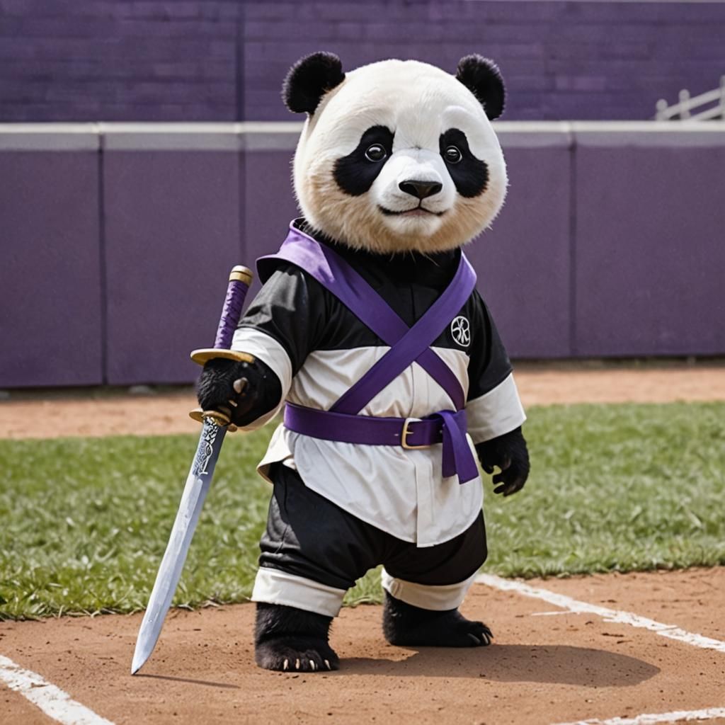 Panda Ninja on Baseball Field
