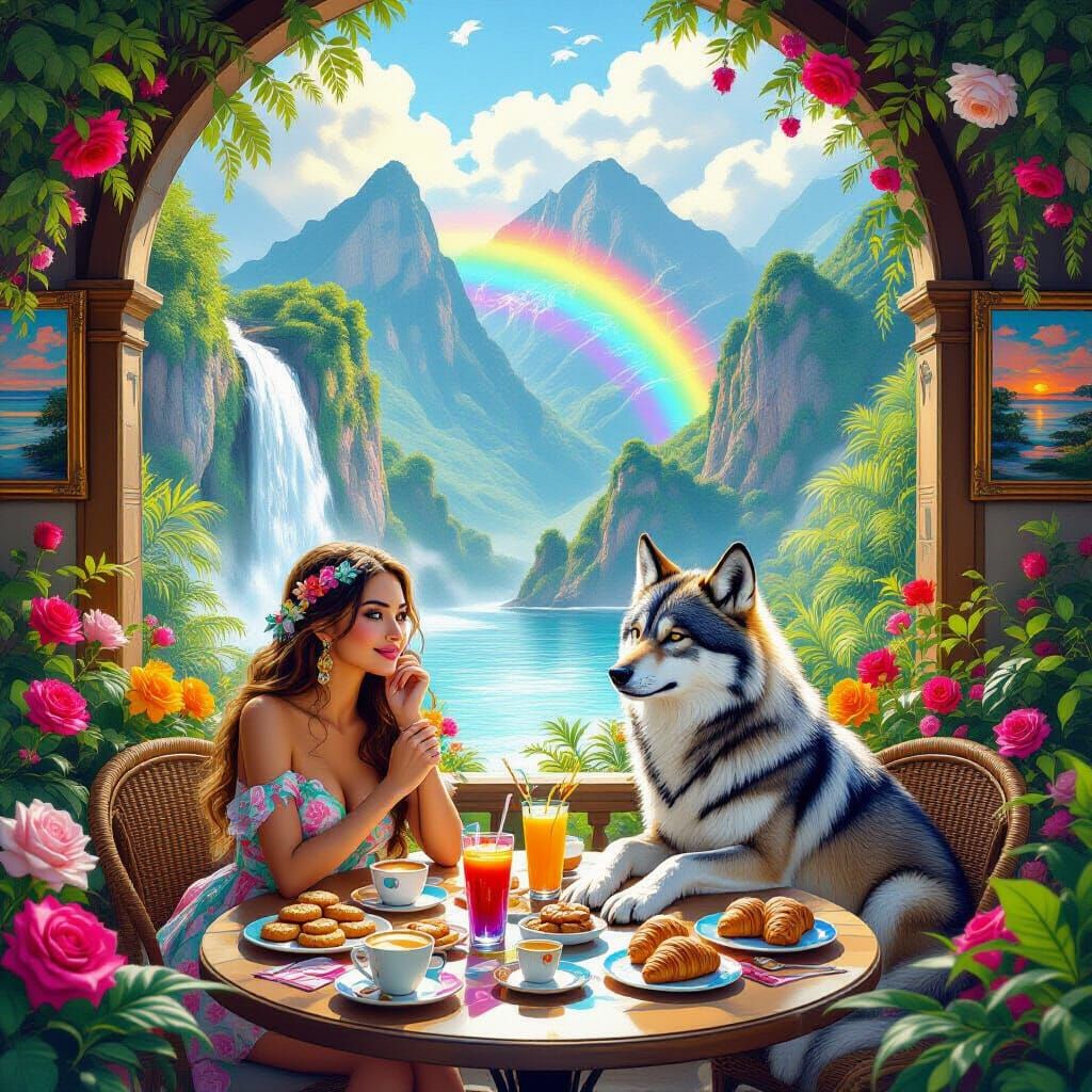 Hidden Tropical Oasis Cafe with Rainbow Waterfall
