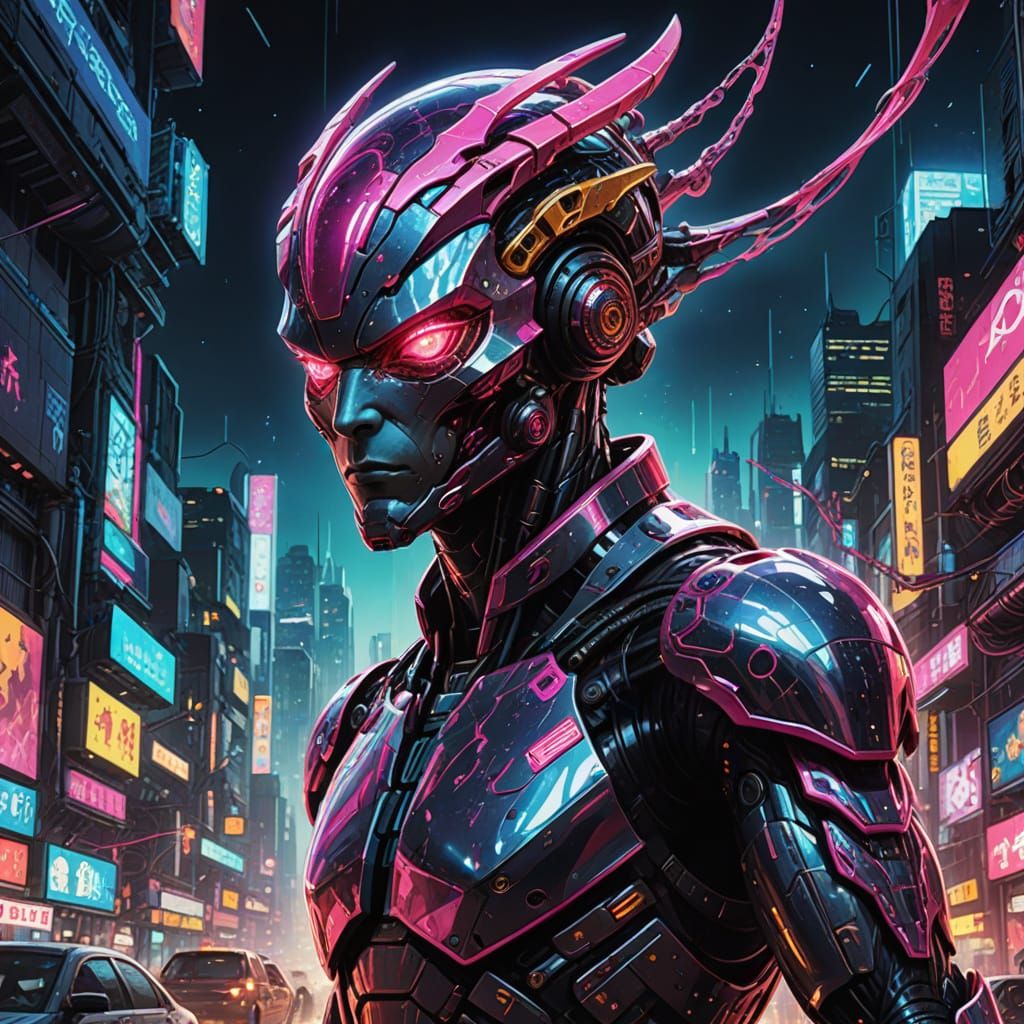 Cyberpunk Alien Taunts with Cosmic Power