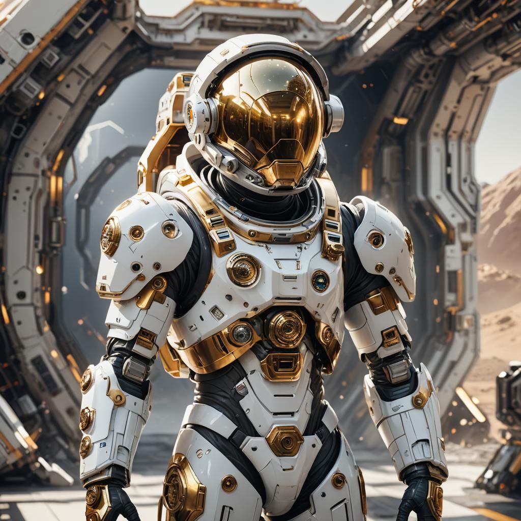 Astronaut in White Spacesuit: Sci-Fi Concept Art