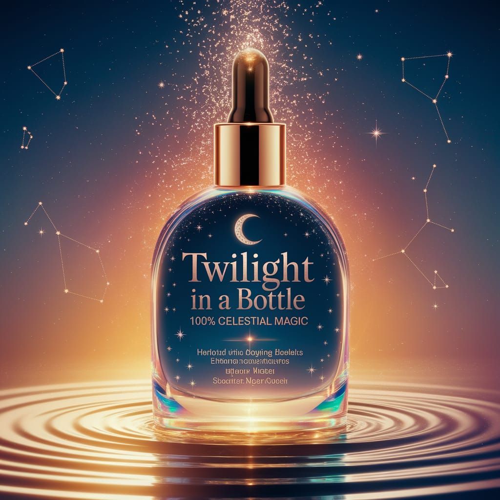 Luxurious Celestial Beauty Product Label in Glowing Silver F...