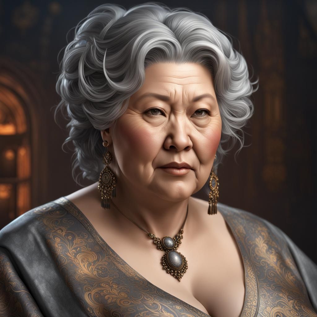 45 year old grandmother asian grey hair :: tall curvy obese ...