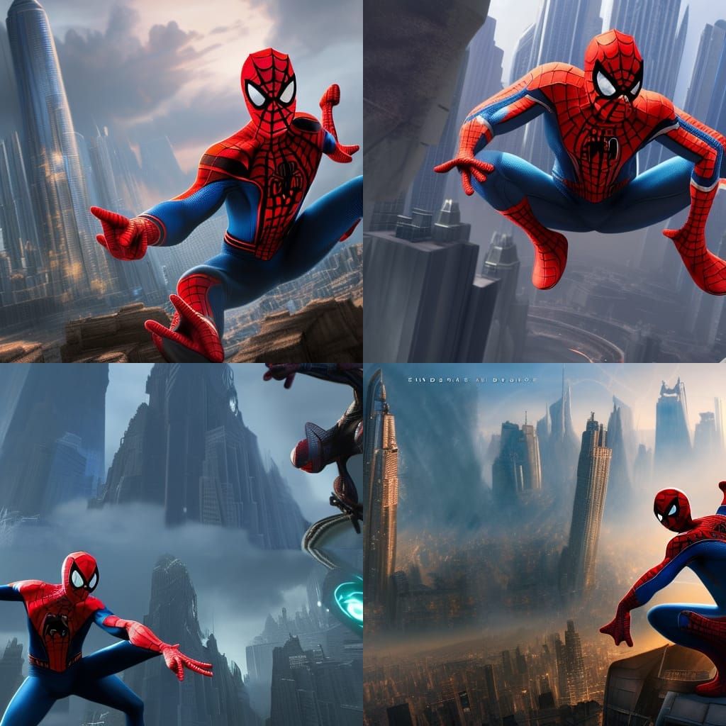 Spiderman and the Avengers in Detailed Matte Painting