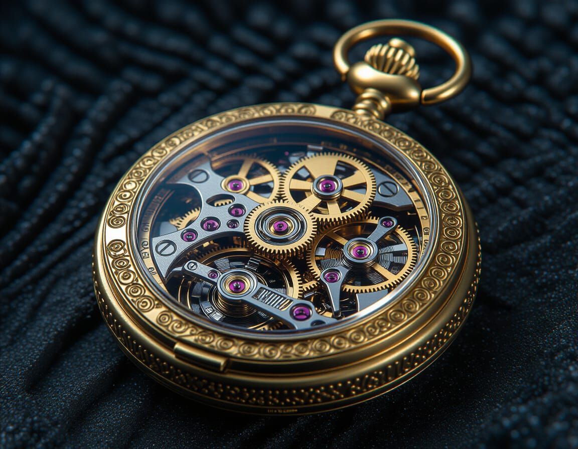 Ornate Pocket Watch Mechanism in Sci-Fi Style