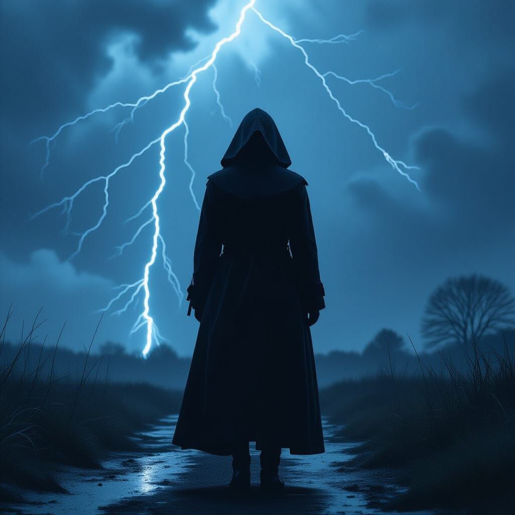 Mystical Lampara in Stormy Night, Lightning Flashes