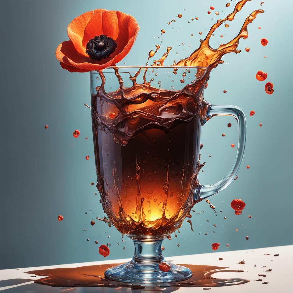 Hyperrealistic Poppy and Chocolate Still Life