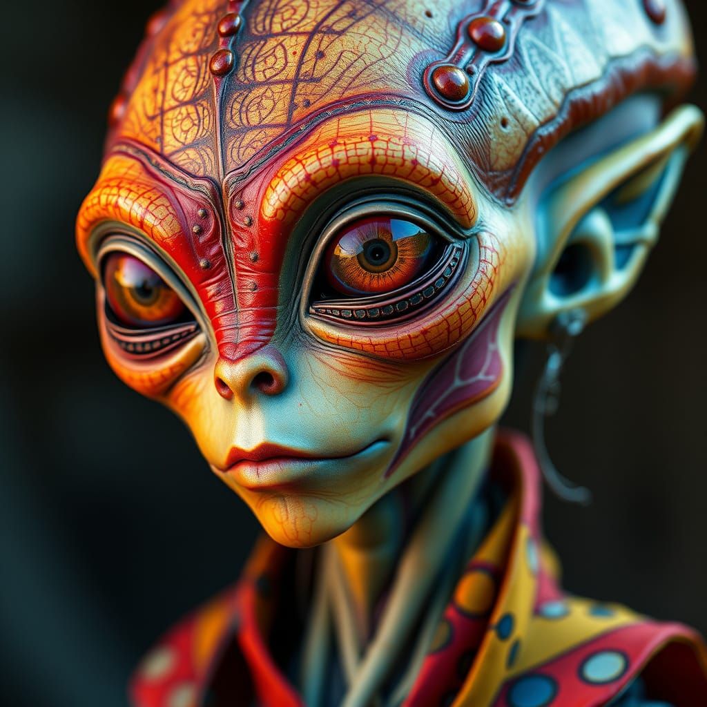 Exotic Female Alien Portrait in Vibrant Hues