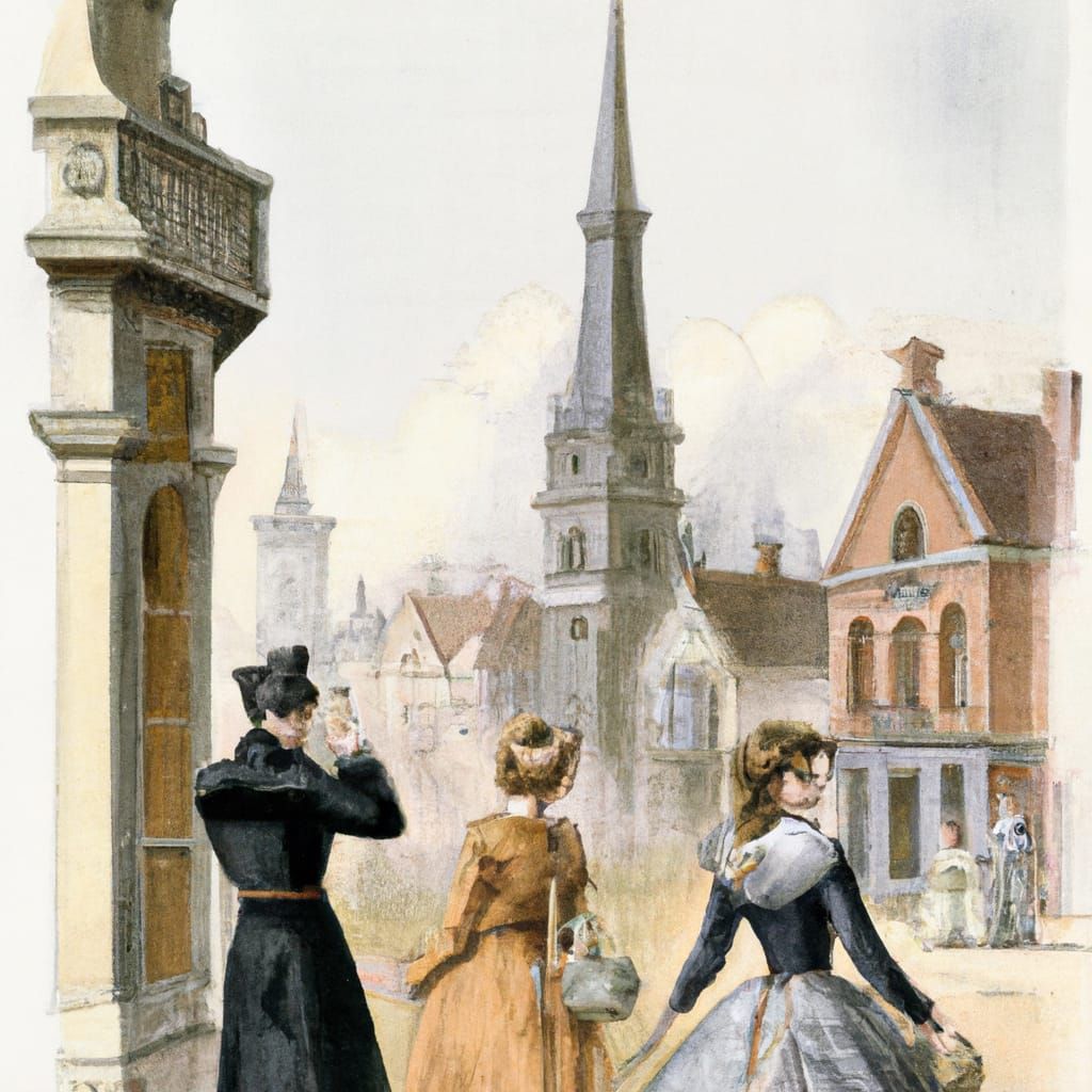 Vicar Aims at Belltower in 19th Century Illustration