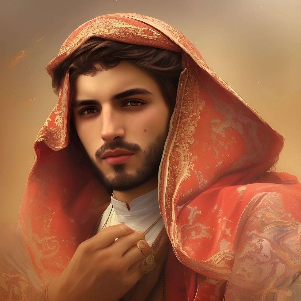 Christian Arab Youth Portrait in Digital Art Style