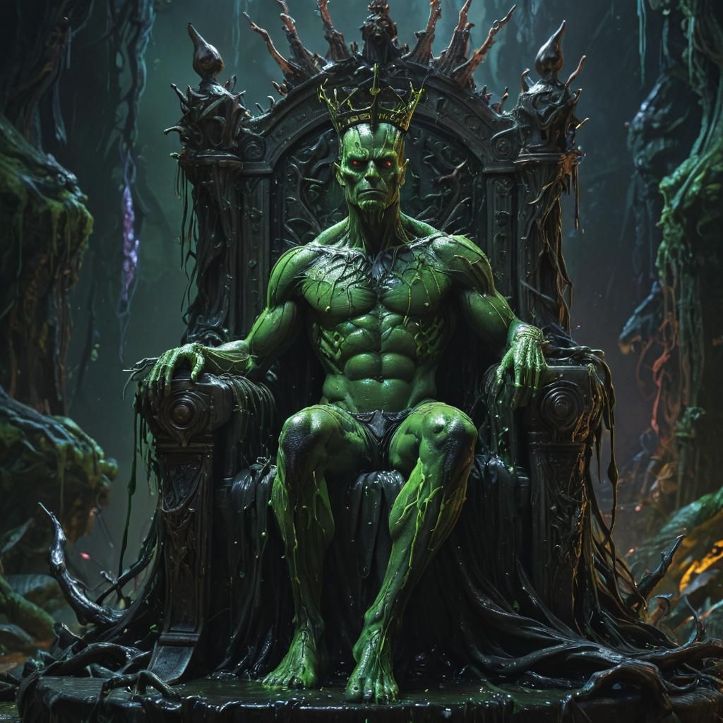 Slime Covered Monarch on Throne: Digital Art