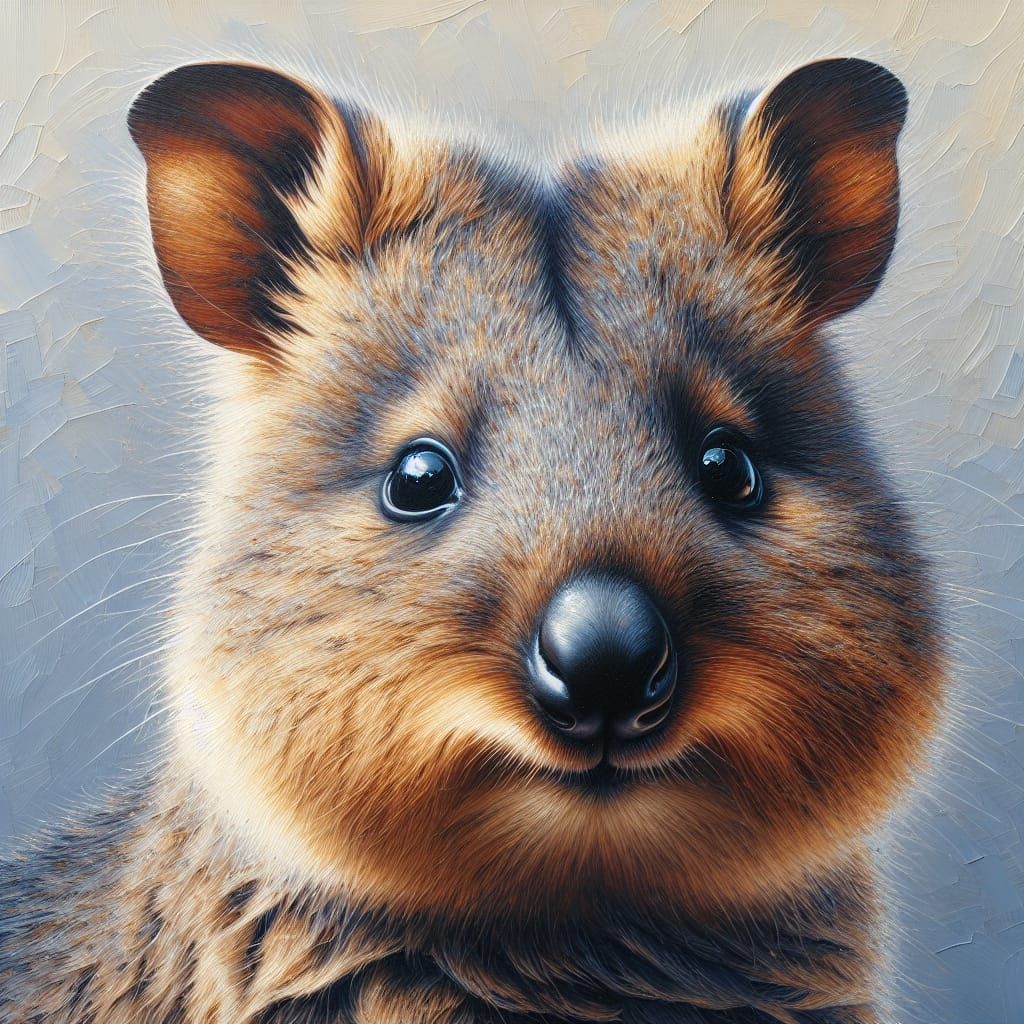 Realistic Quokka Portrait in Oil Painting Style