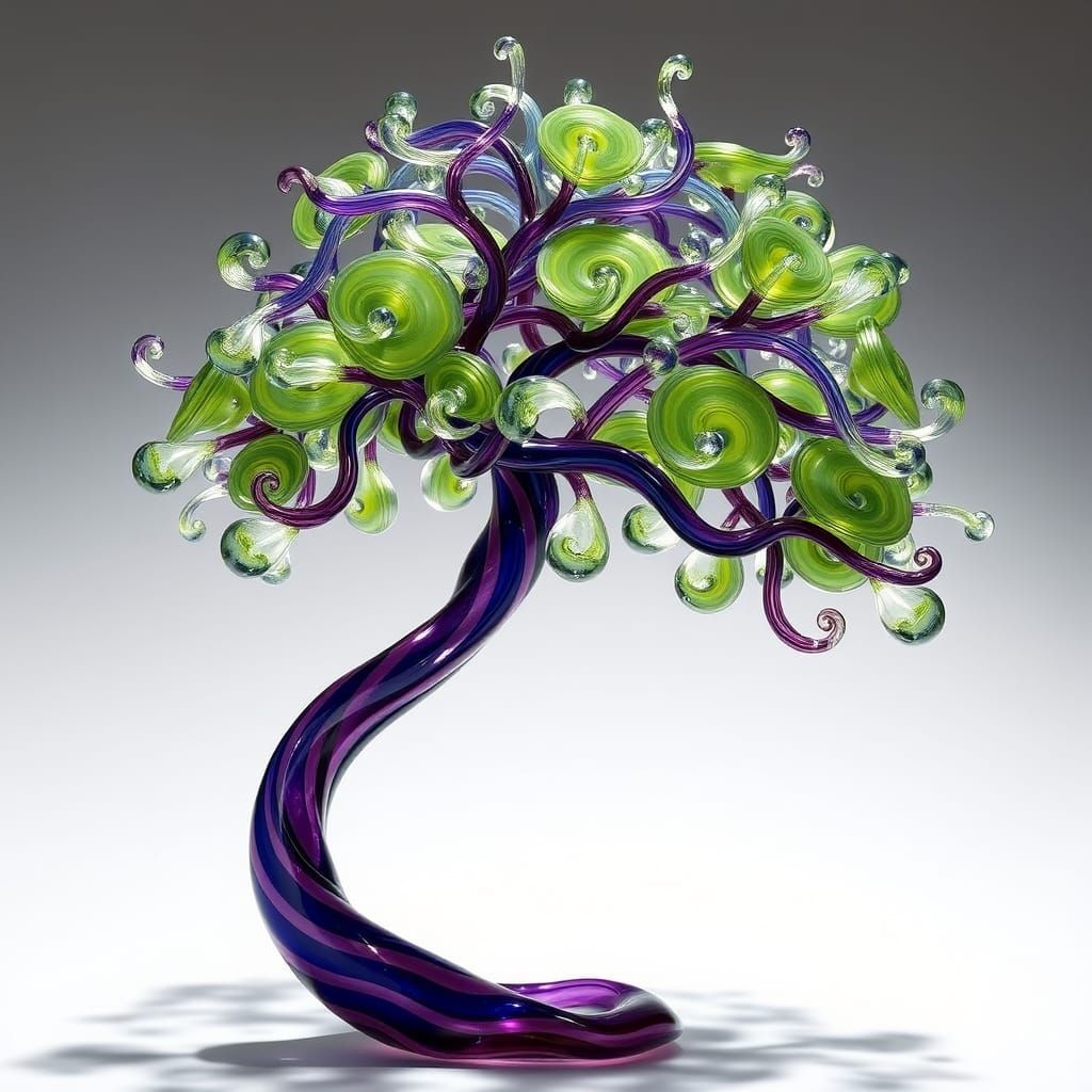 Ethereal Glass Tree in Vibrant, Swirling Colors