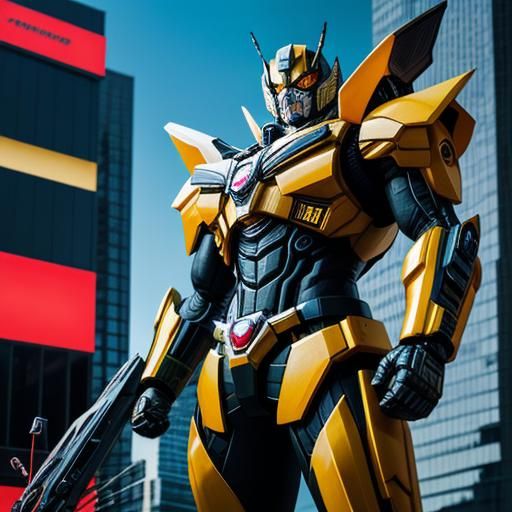 Bumblebee as Kamen Rider in Shonen Manga Style