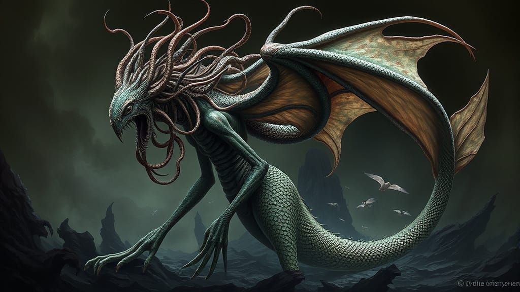 Mythic Hybrid Creature in Biomechanical Style